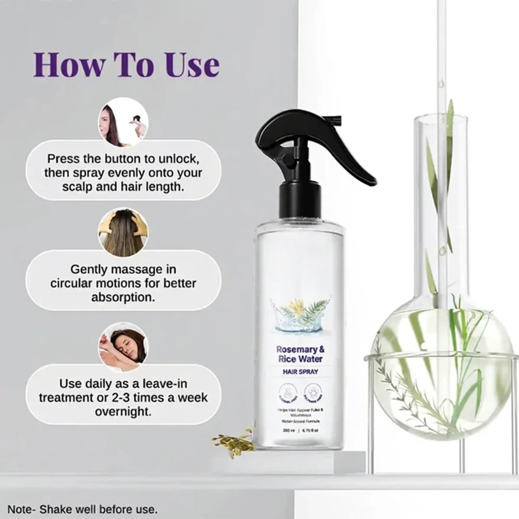 Rosemary Water with Rice Water Scalp Spray for Fuller-Looking Hair and Hair Growth