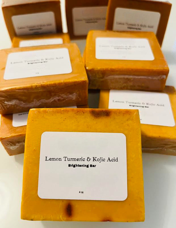 Lemon Turmeric Kojic Acid Brightening Bar Soap for Dark Spots