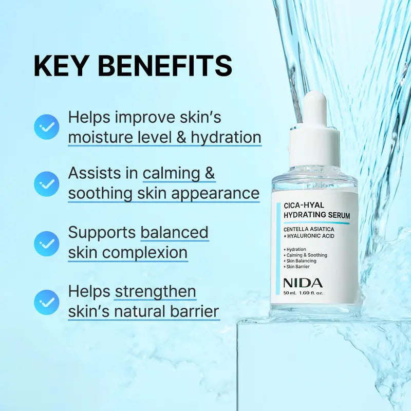 NIDA Hydrating Serum Duo with Hyaluronic Acid & Peptides for Hydration