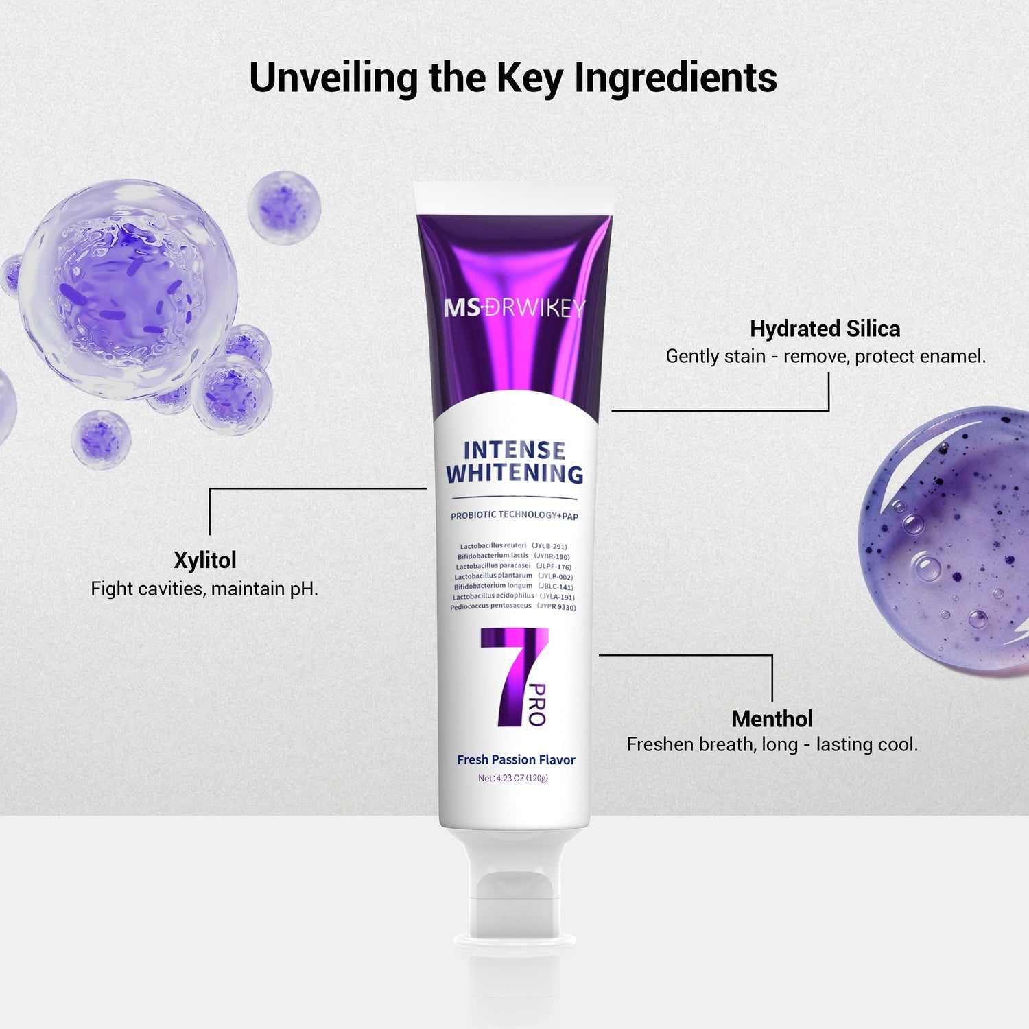 7 Pro Purple Whitening Toothpaste with Probiotics and Nano Hydroxyapatite