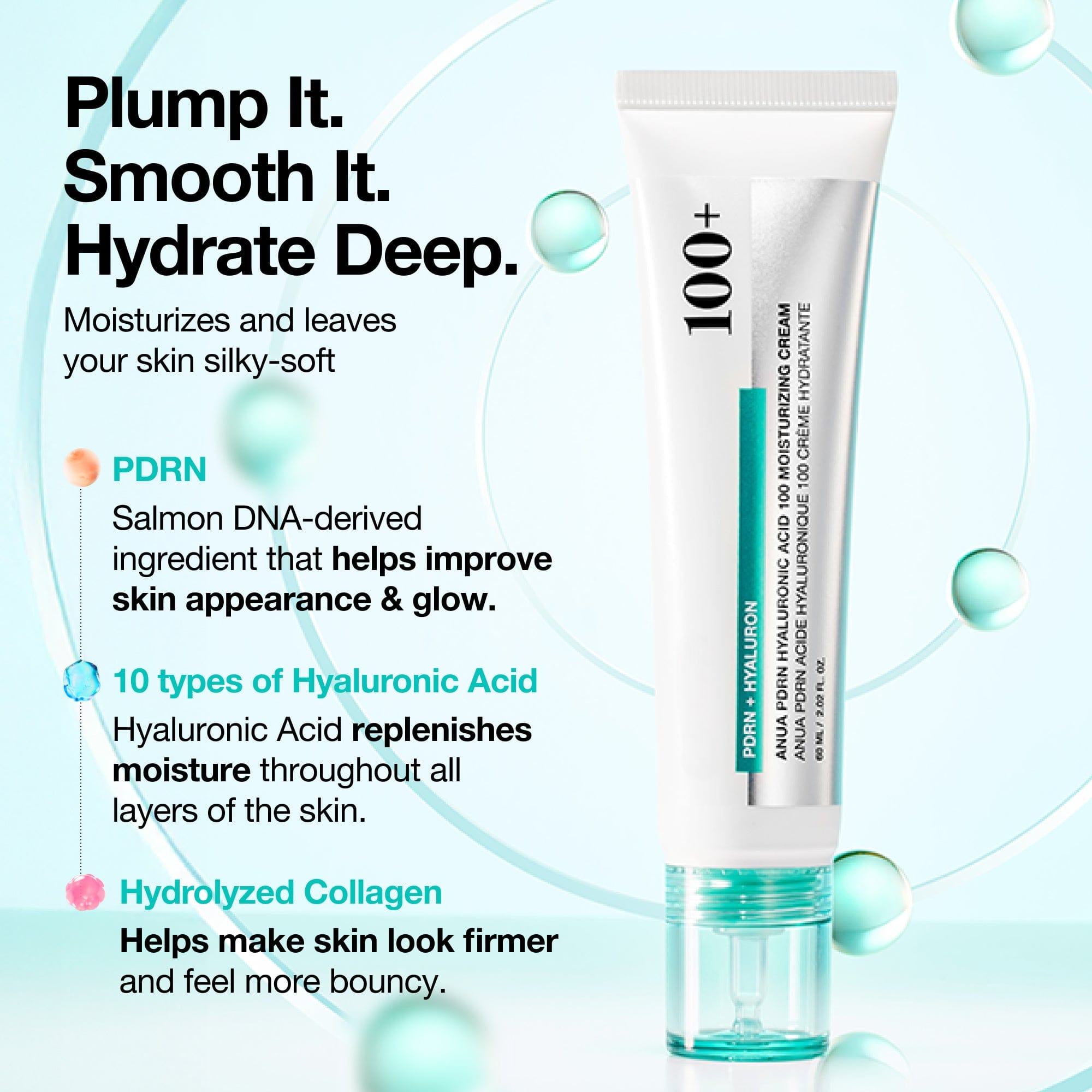 PDRN Hyaluronic Acid 100 Moisturizing Cream for Hydration & Glass Skin