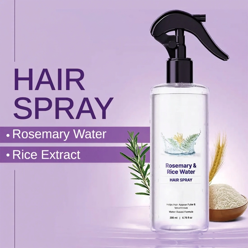 Rosemary Water with Rice Water Scalp Spray for Fuller-Looking Hair and Hair Growth