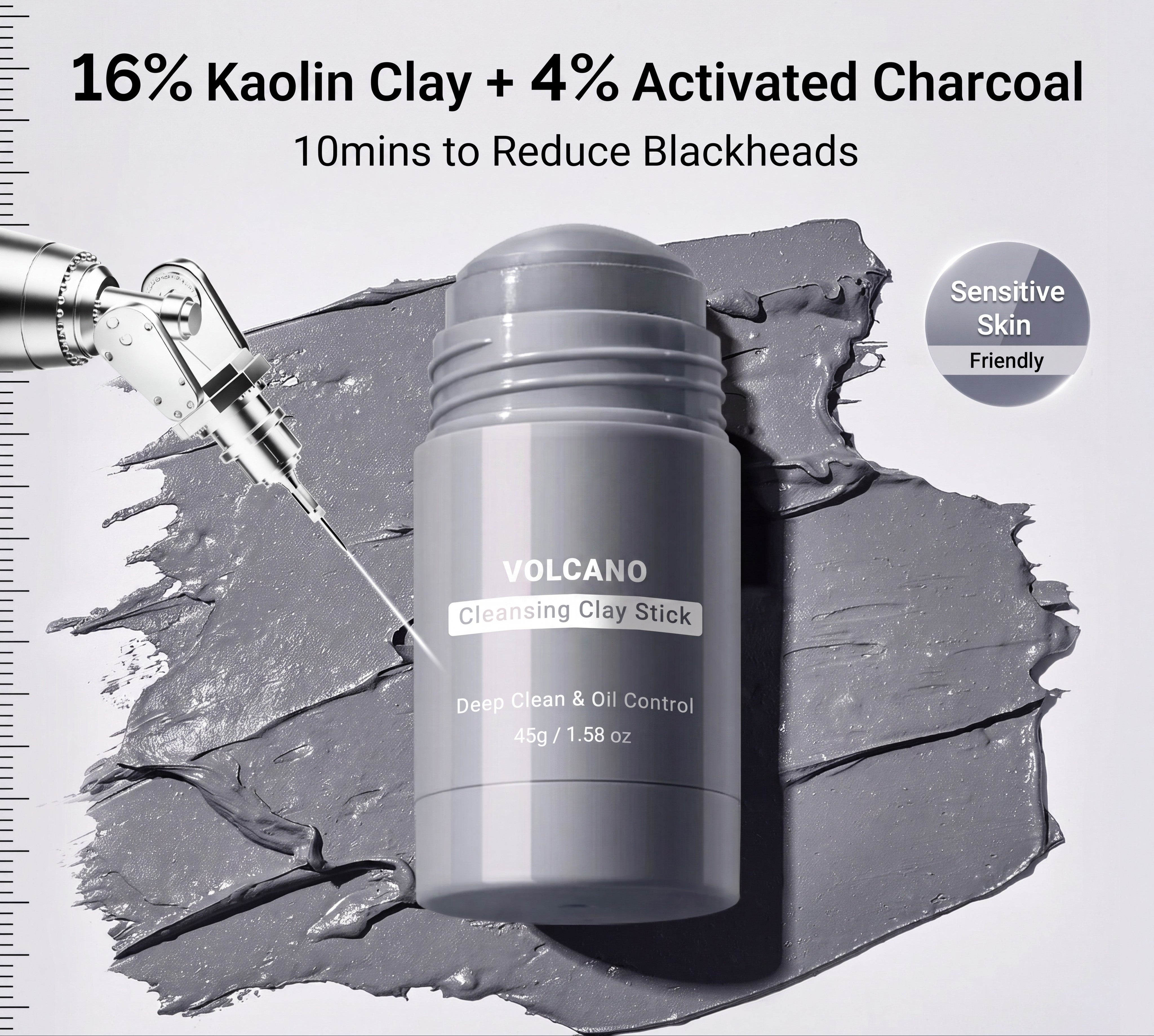 Volcano Cleansing Clay Stick with Charcoal for Pores and Blackheads