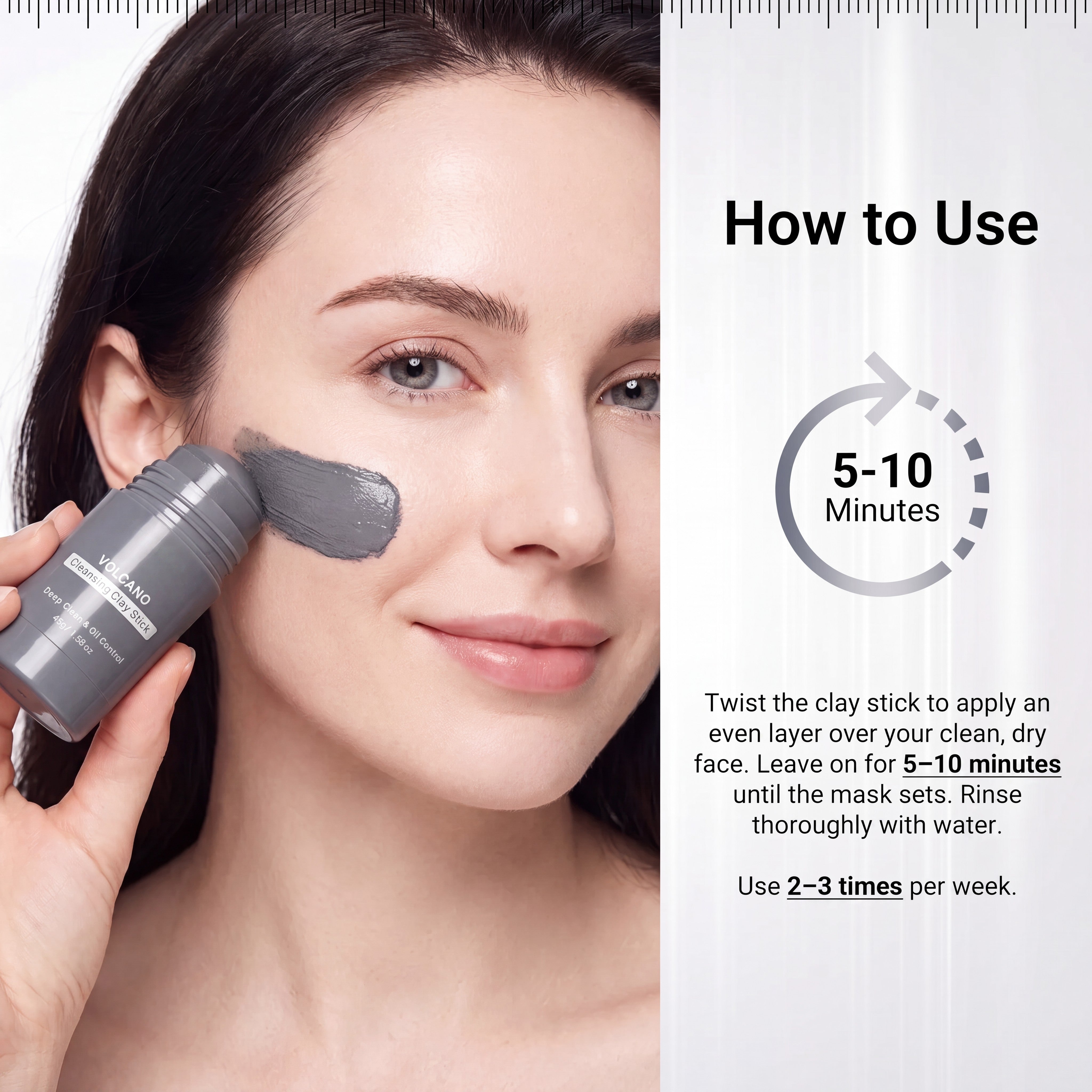 Volcano Cleansing Clay Stick with Charcoal for Pores and Blackheads
