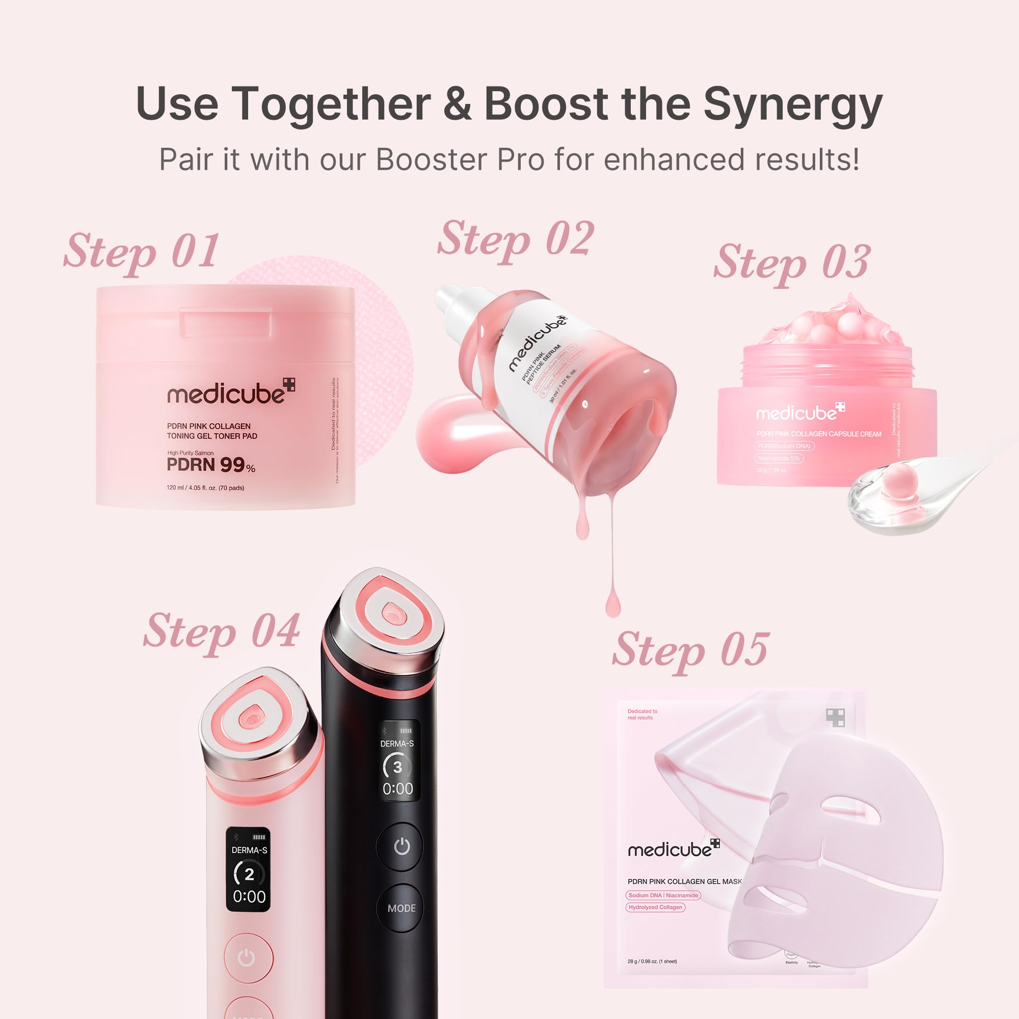 PDRN Pink Peptide Serum with Peptides for Skin Elasticity & Glass Skin