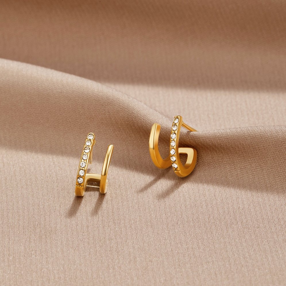 Gold Crystal Claw Earrings