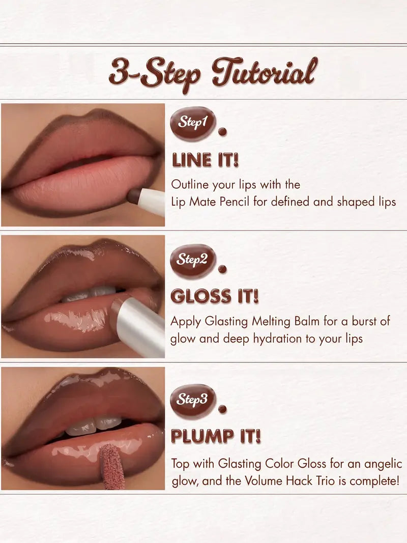 Volume Hack Trio for Fuller Lips, Plumping & Glossy Finish