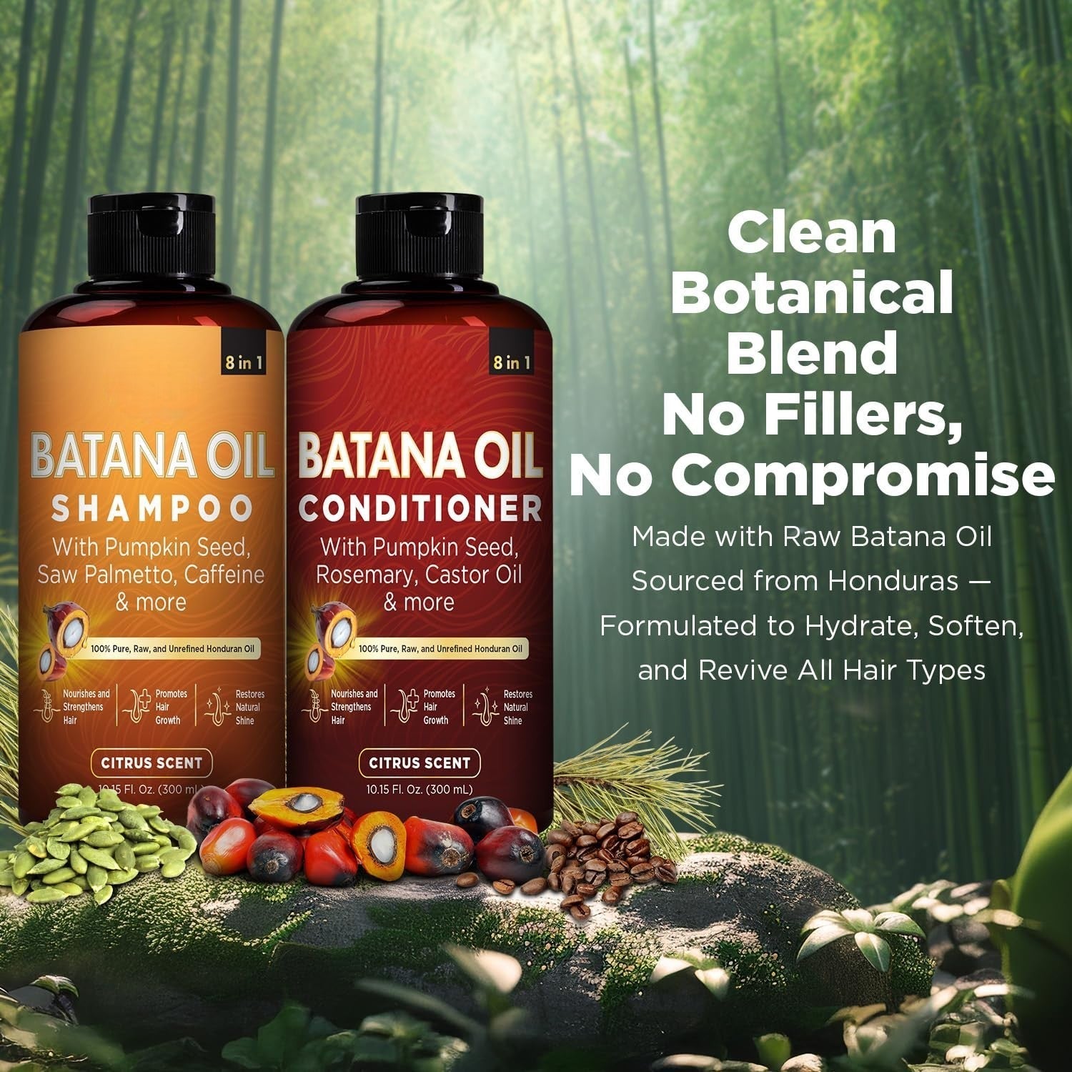 Batana Oil Shampoo & Conditioner Bundle with Biotin, Caffeine and Rosemary