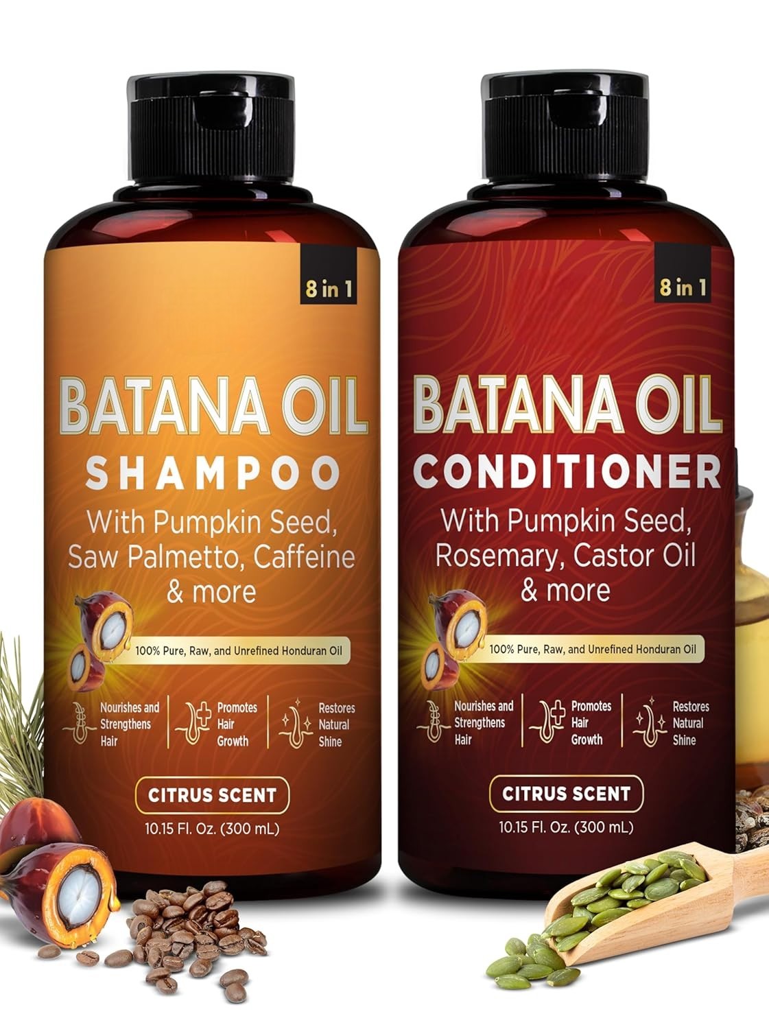 Batana Oil Shampoo & Conditioner Bundle with Biotin, Caffeine and Rosemary