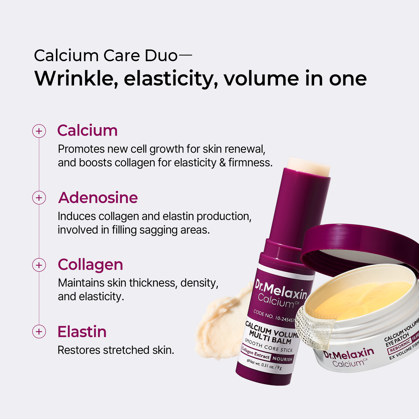 Dr Melaxin Calcium Volume Multi Balm + Eye Patch for Under Eye, Dark Circles & Fine Lines