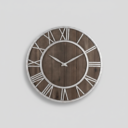 Industrial Style Large Wall Clock | 40cm Wooden Metal Design