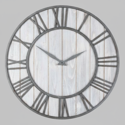 Industrial Style Large Wall Clock | 40cm Wooden Metal Design