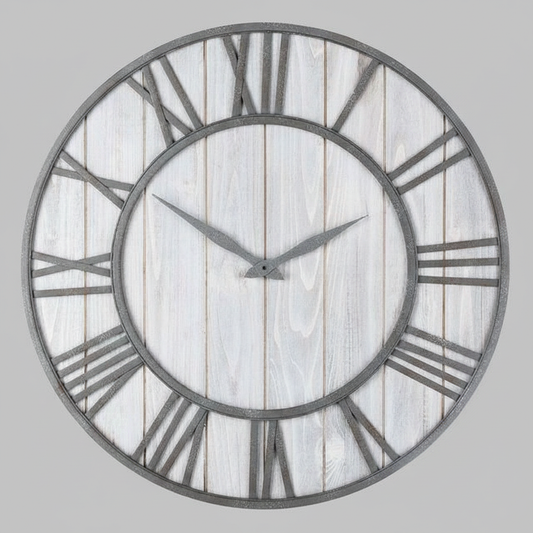 Industrial Style Large Wall Clock | 40cm Wooden Metal Design