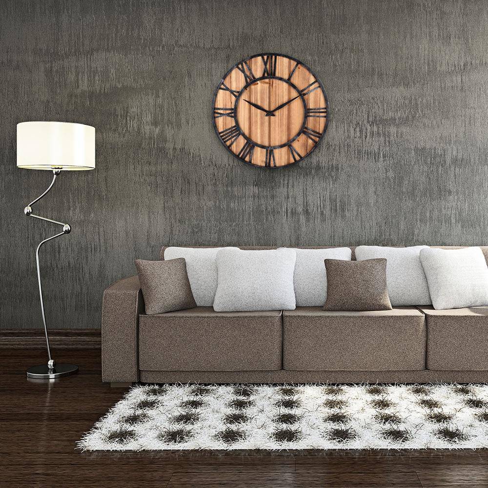 Industrial Style Large Wall Clock | 40cm Wooden Metal Design 1
