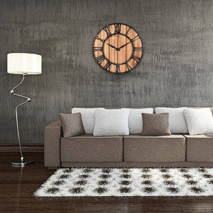 Industrial Style Large Wall Clock | 40cm Wooden Metal Design 1
