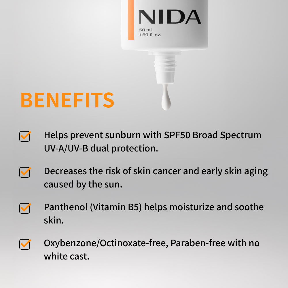 NIDA Invisible Fit Sunscreen for Sun Protection, No White Cast & Face and Body