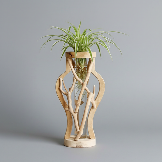 Natural Wooden Vase | Unique Plant Decoration