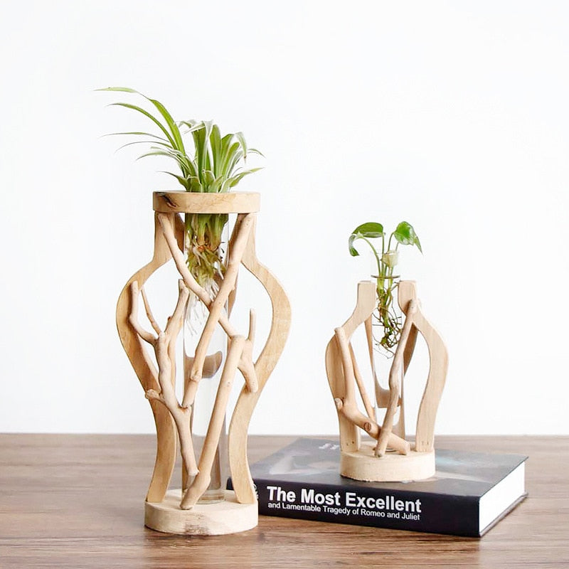 Natural Wooden Vase | Unique Plant Decoration 0