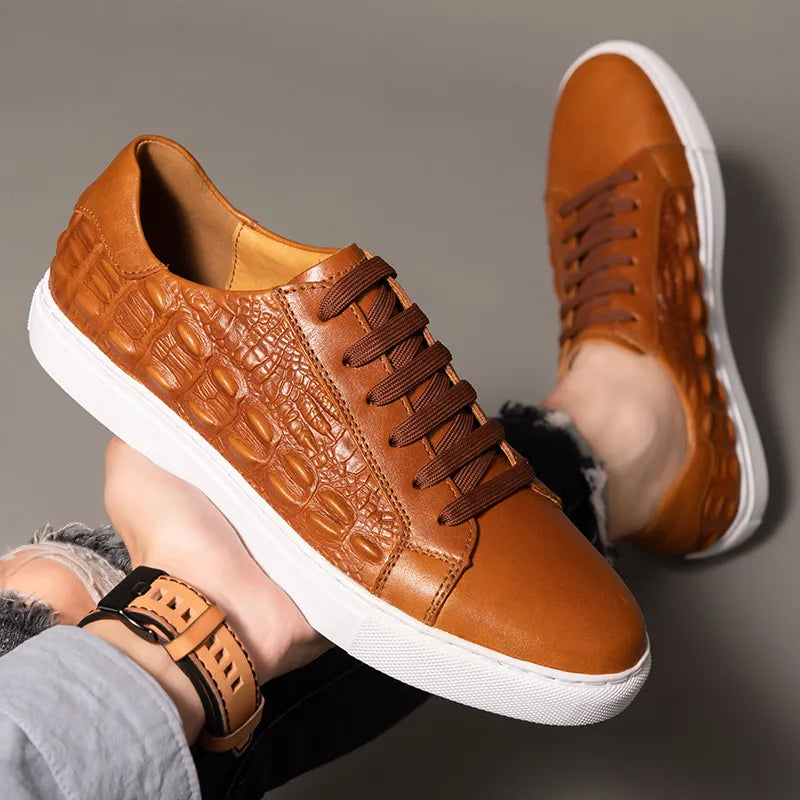 Gatorra Men's Genuine Leather Low-Top Sneakers