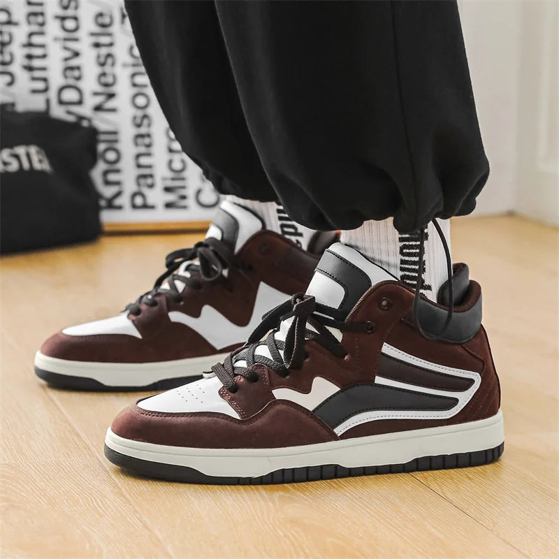 Premium Leather High-Top Basketball Sneakers