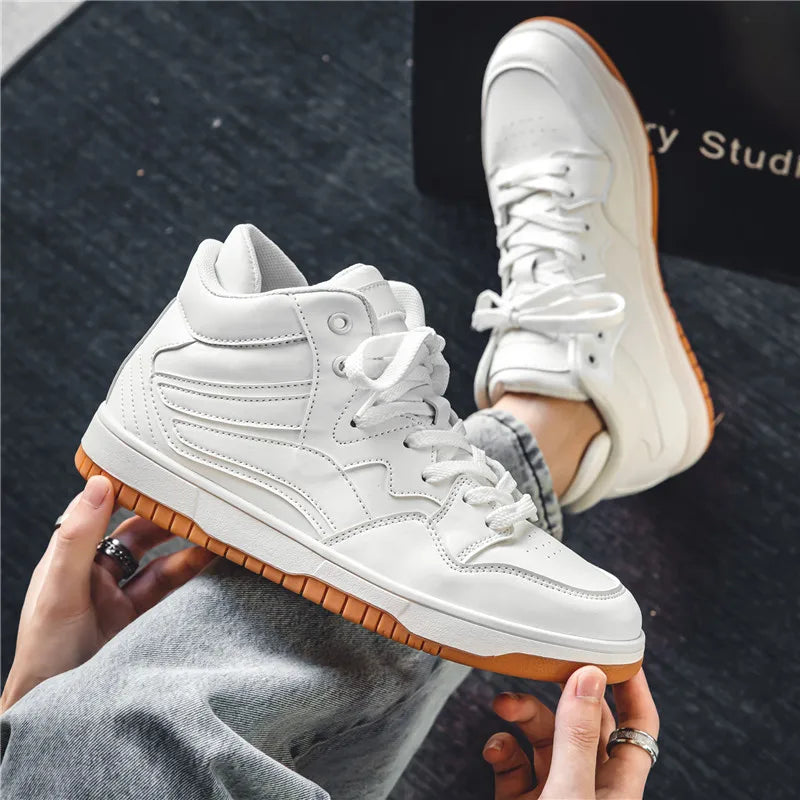 Premium Leather High-Top Basketball Sneakers