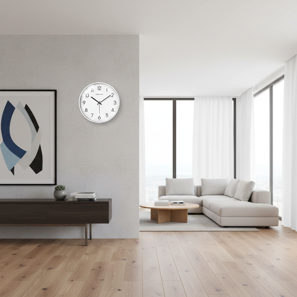 Silent White Round Wall Clock | Modern Home Decor