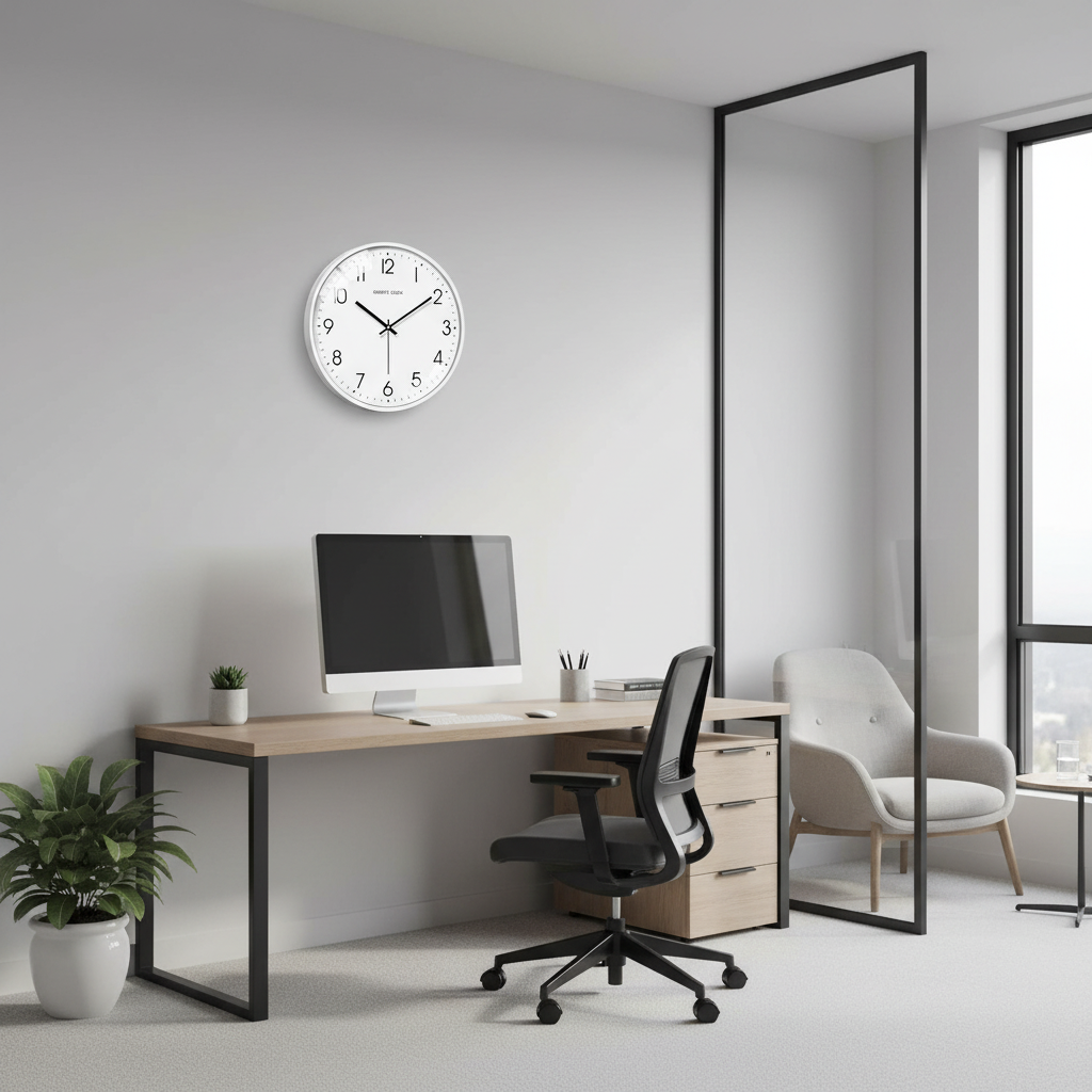 Silent White Round Wall Clock | Modern Home Decor