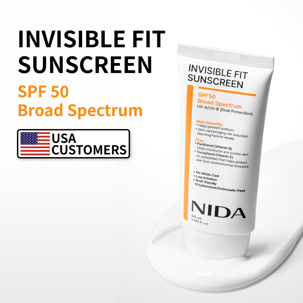 NIDA Invisible Fit Sunscreen for Sun Protection, No White Cast & Face and Body