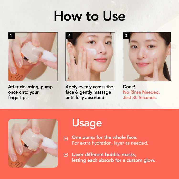 30 Seconds Quick Bubble Mask for Glass Skin, Hydration and Glow