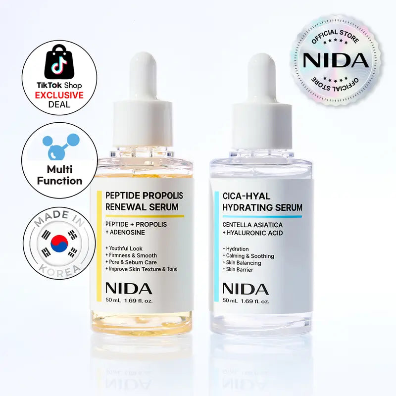 NIDA Hydrating Serum Duo with Hyaluronic Acid & Peptides for Hydration