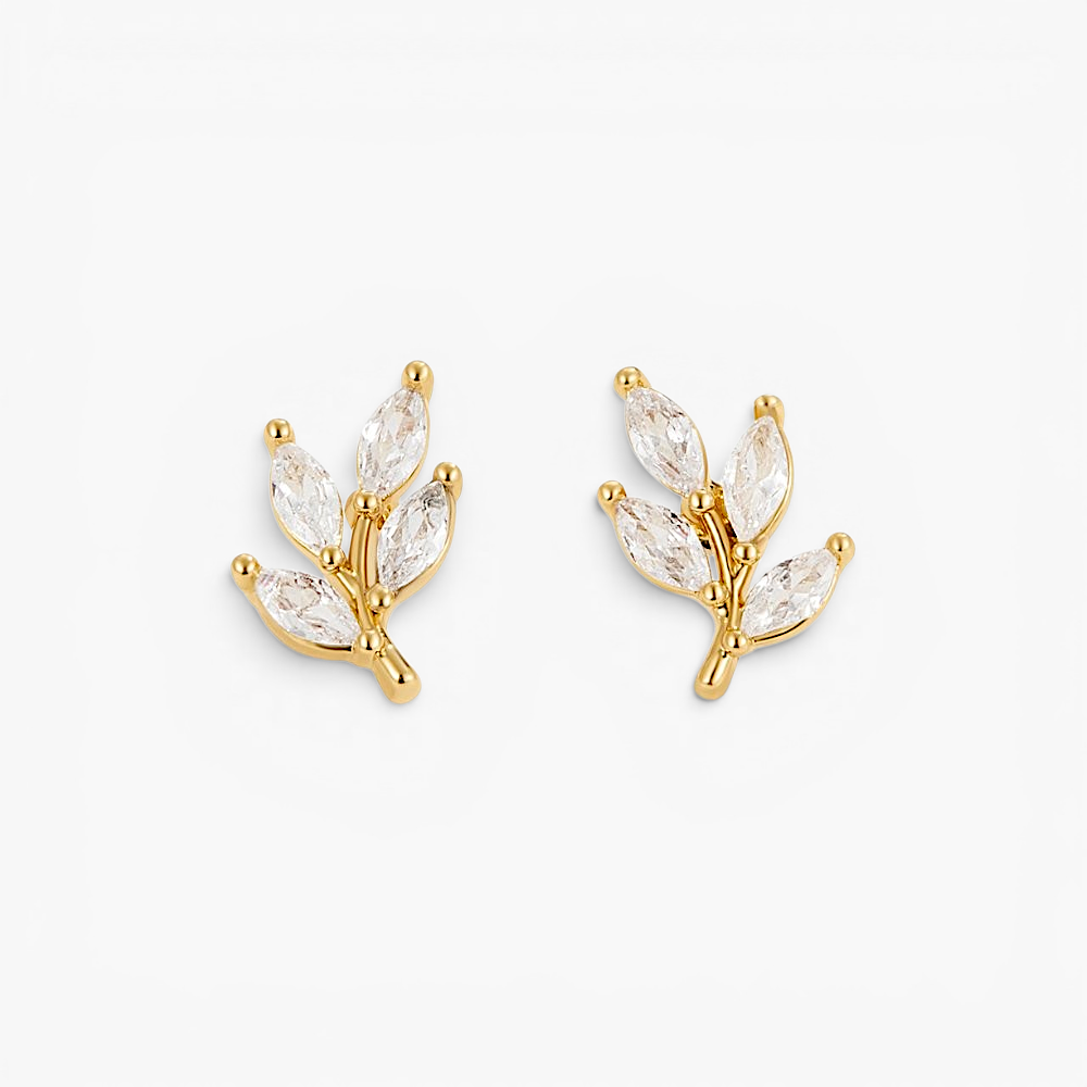 Crystal Leaf Stud Earrings