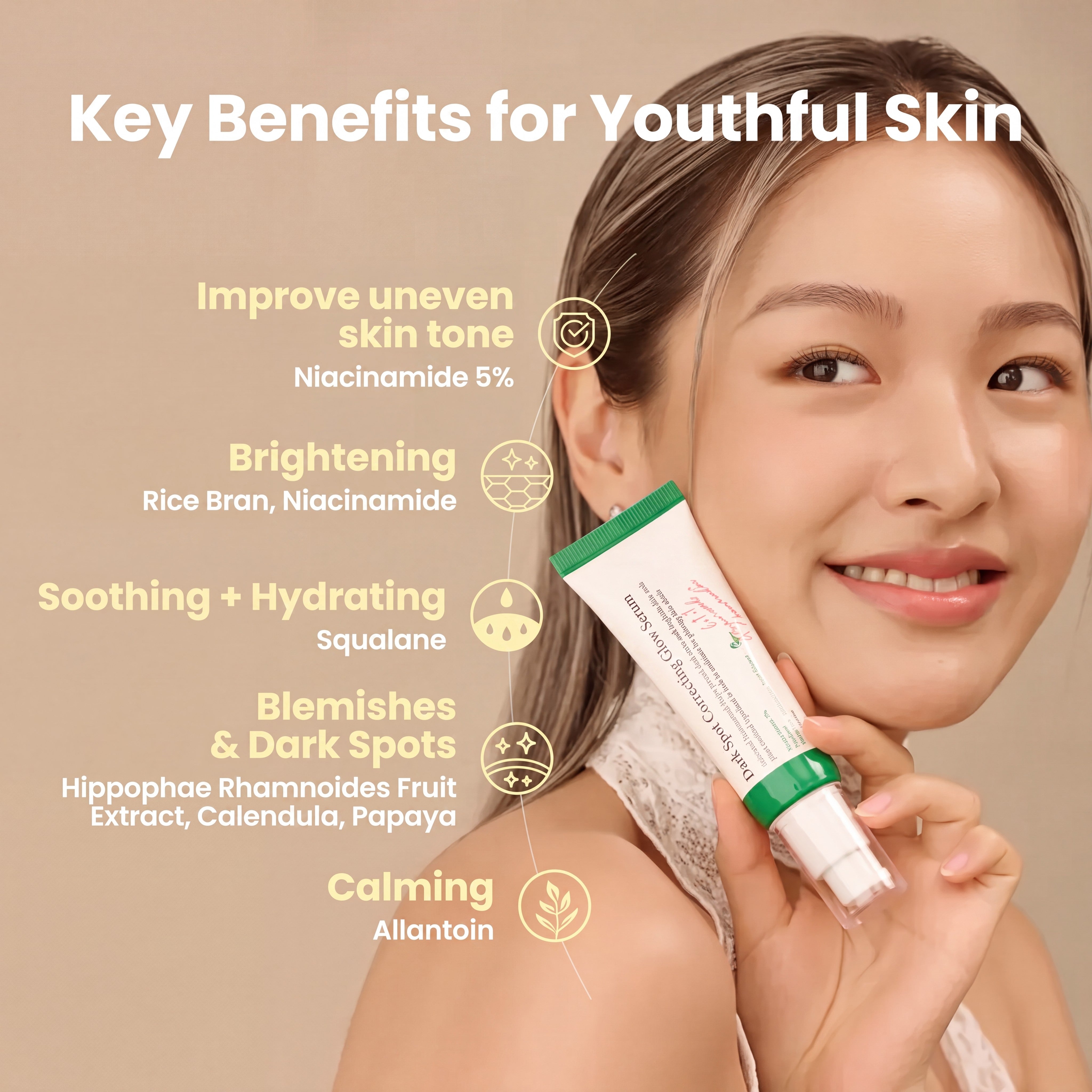 Dark Spot Correcting Glow Serum Korean Skincare with Niacinamide for Dark Spots