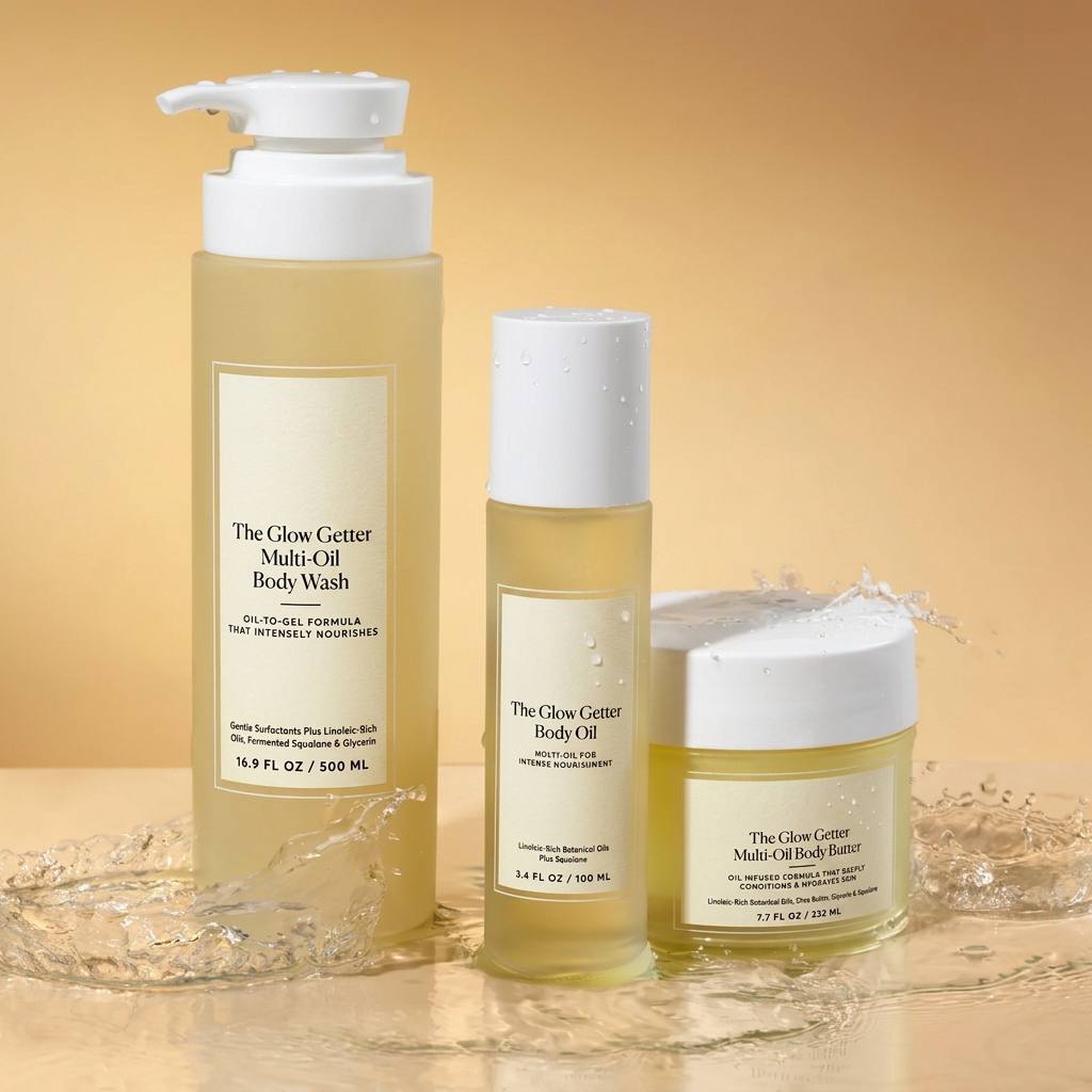 The Glow Getter Collection Body Care Set with Squalane for Dry Skin and Hydration