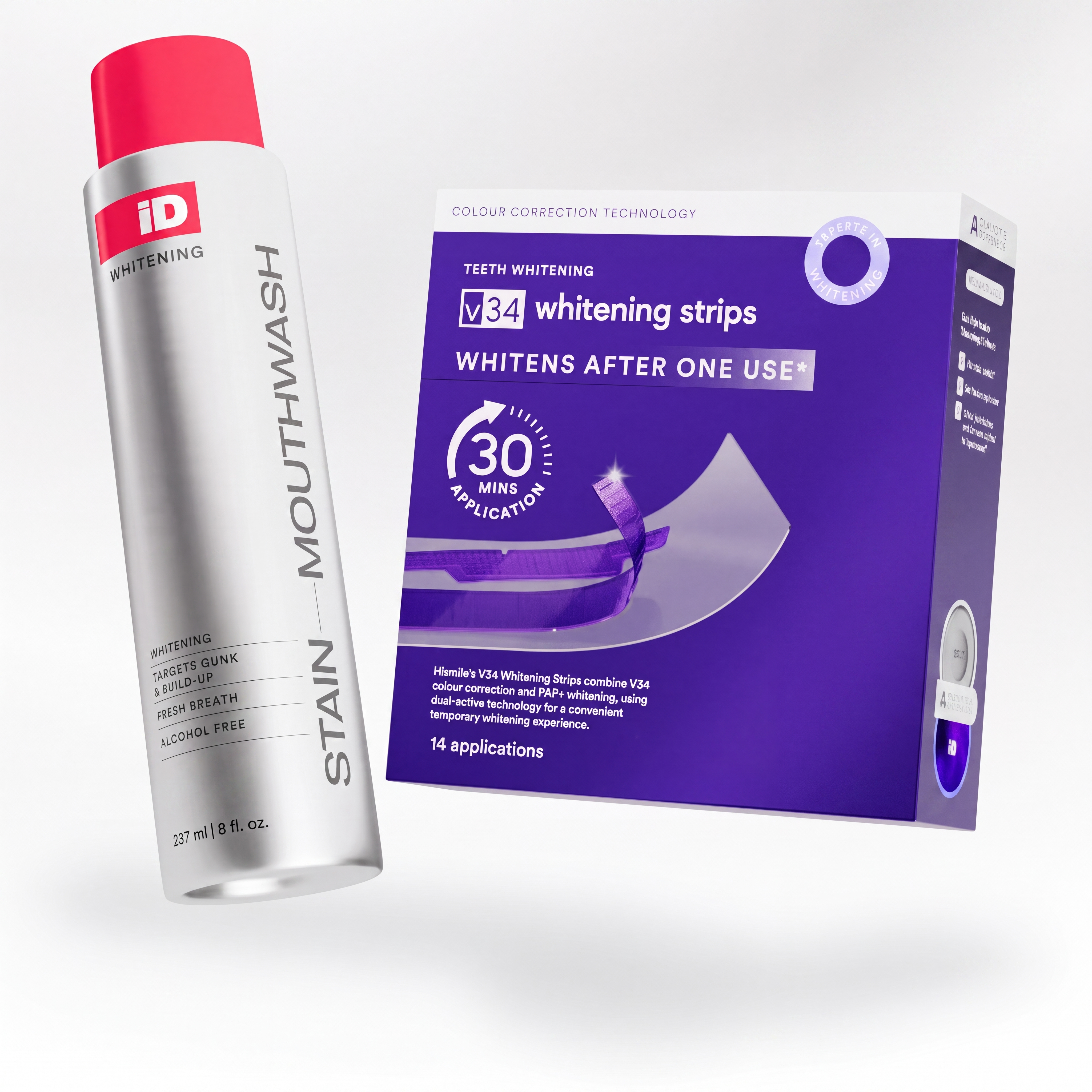 Whitening Strips and Whitening Mouthwash Starter Bundle for Teeth Whitening and Fresh Breath