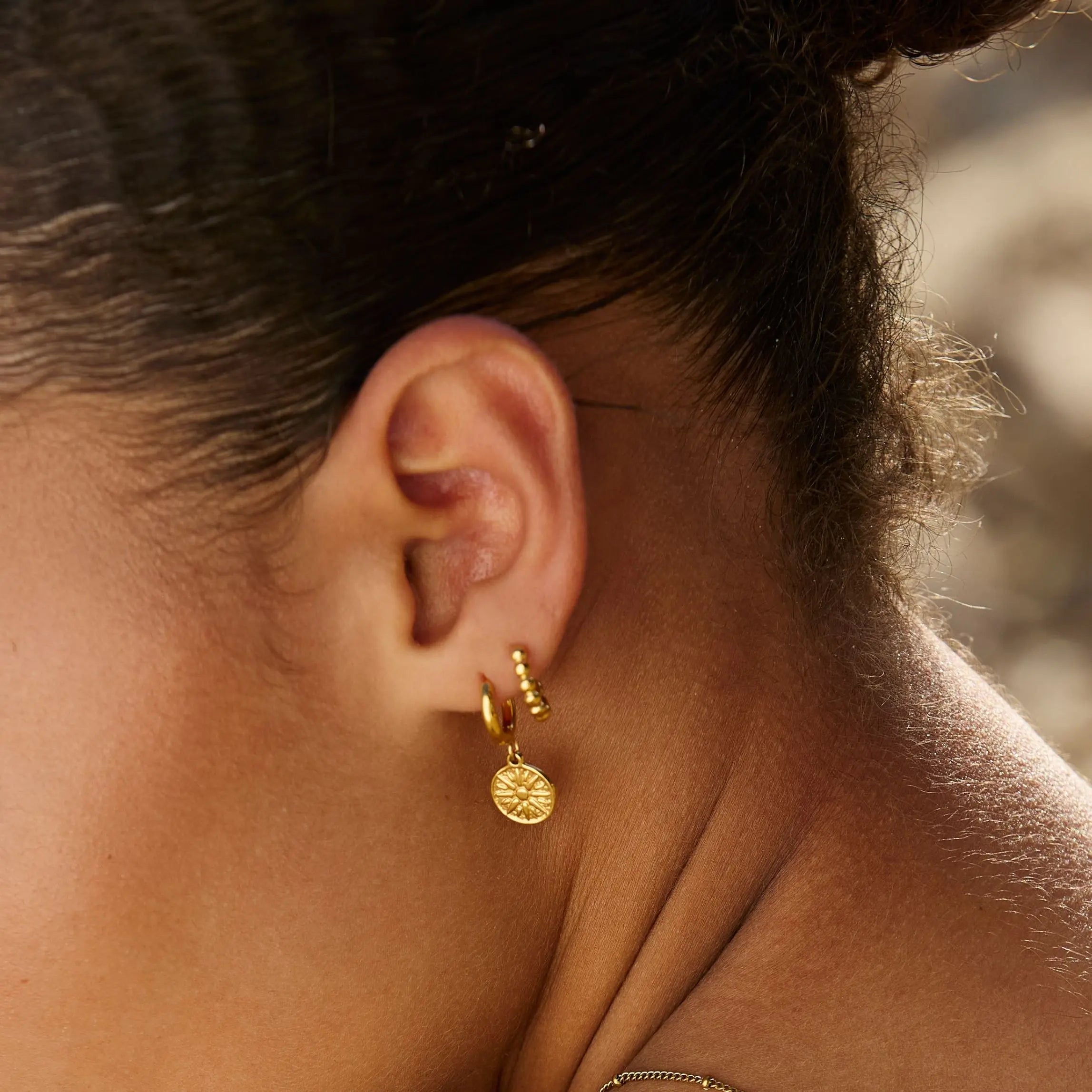 Golden Sun Hoop Earrings