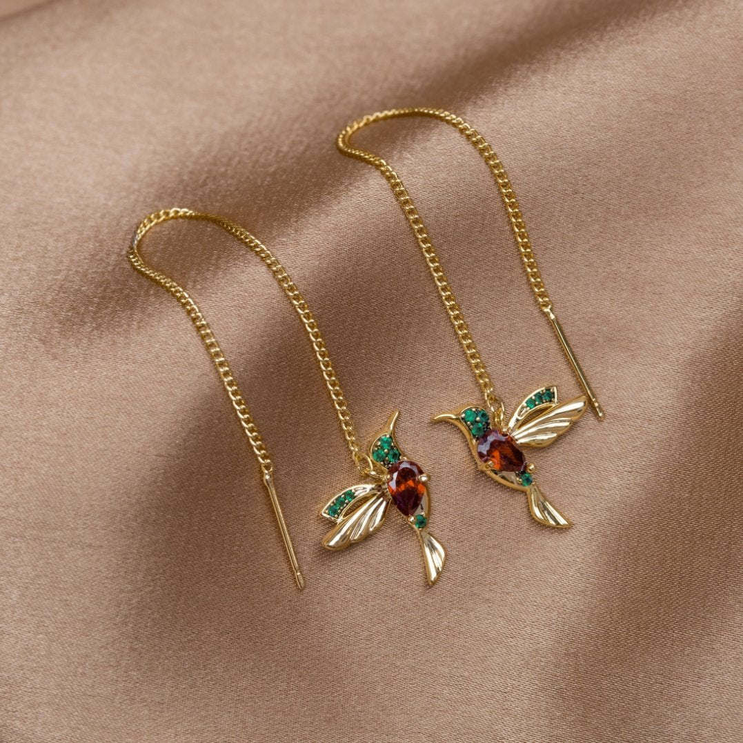 Celeste Hummingbird Tassel Earrings