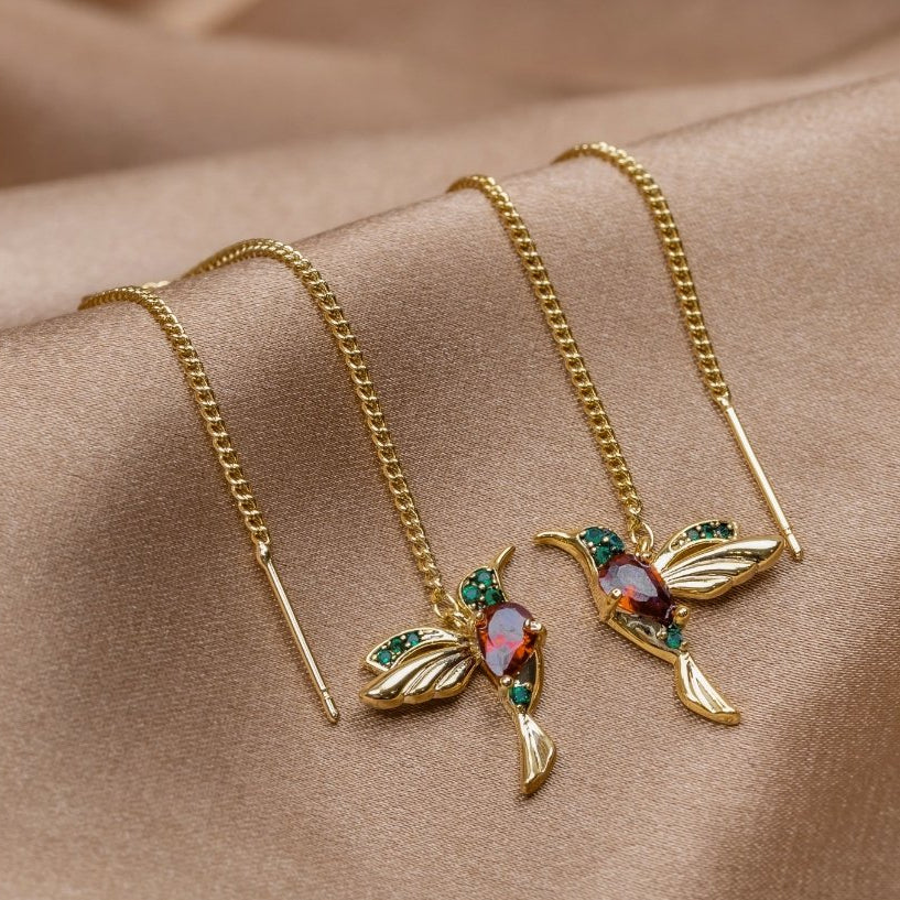 Celeste Hummingbird Tassel Earrings