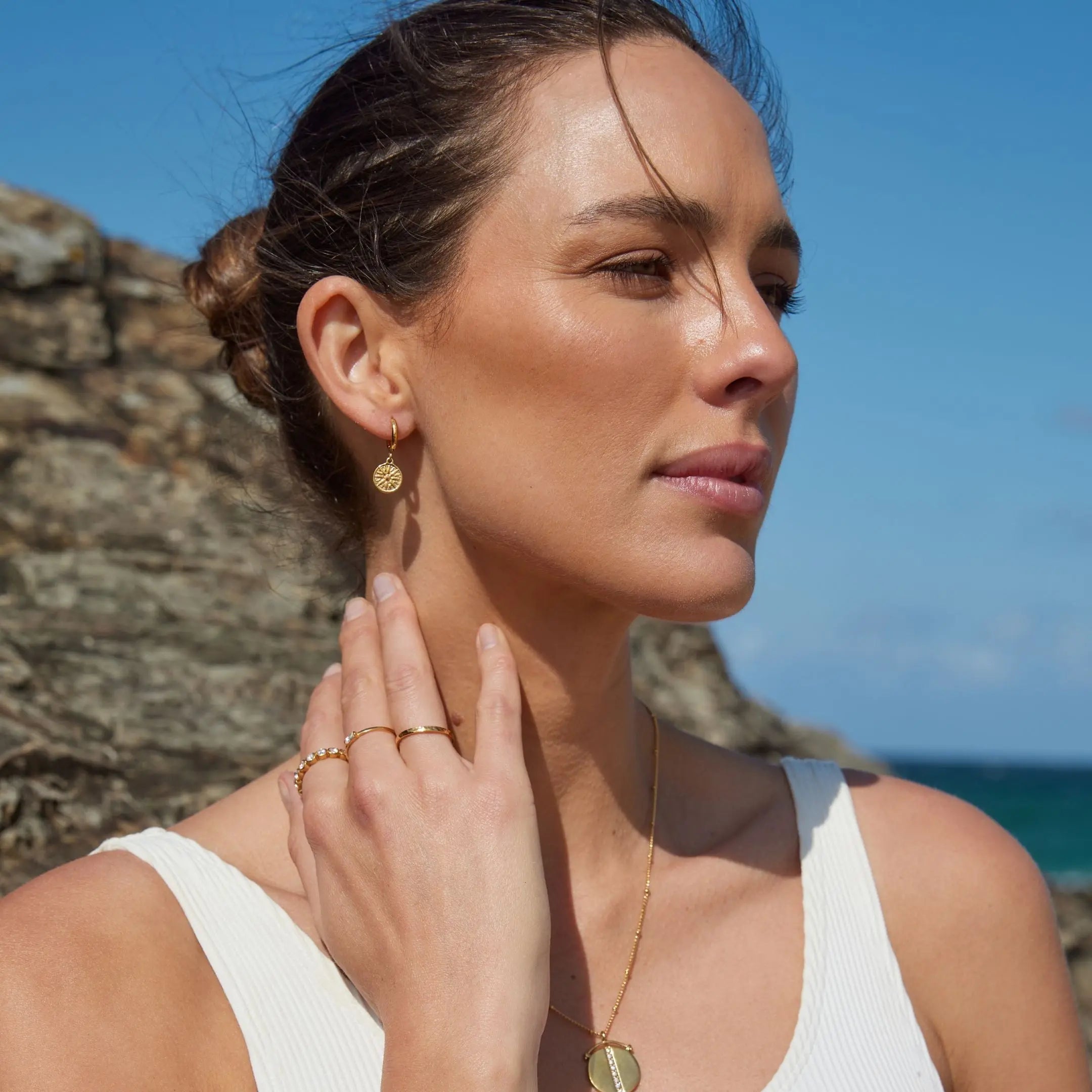Golden Sun Hoop Earrings